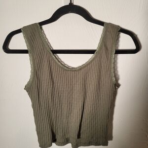Ardene Sage Green Ribbed Tank Top
